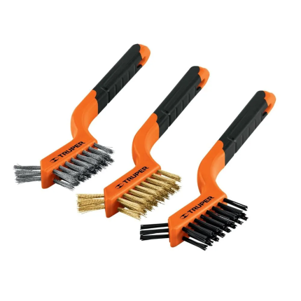 Juego de 3 mini cepillos de alambre 28 pinceles Truper